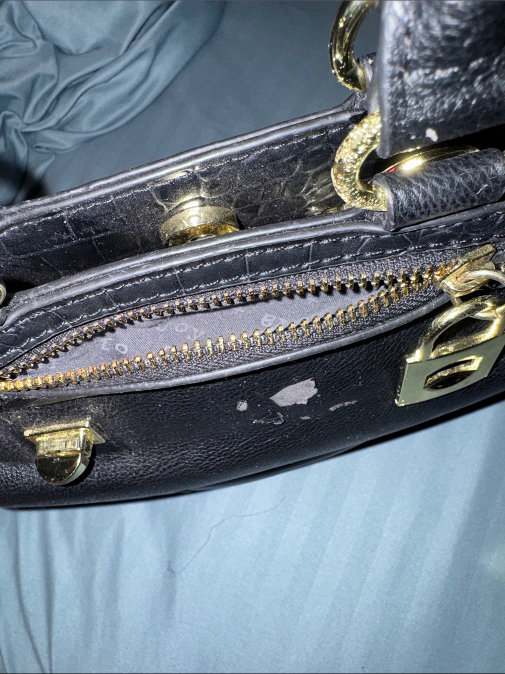 Black PLASTIC-LEATHER Chain birkin 9 inches - Picture 3 of 6
